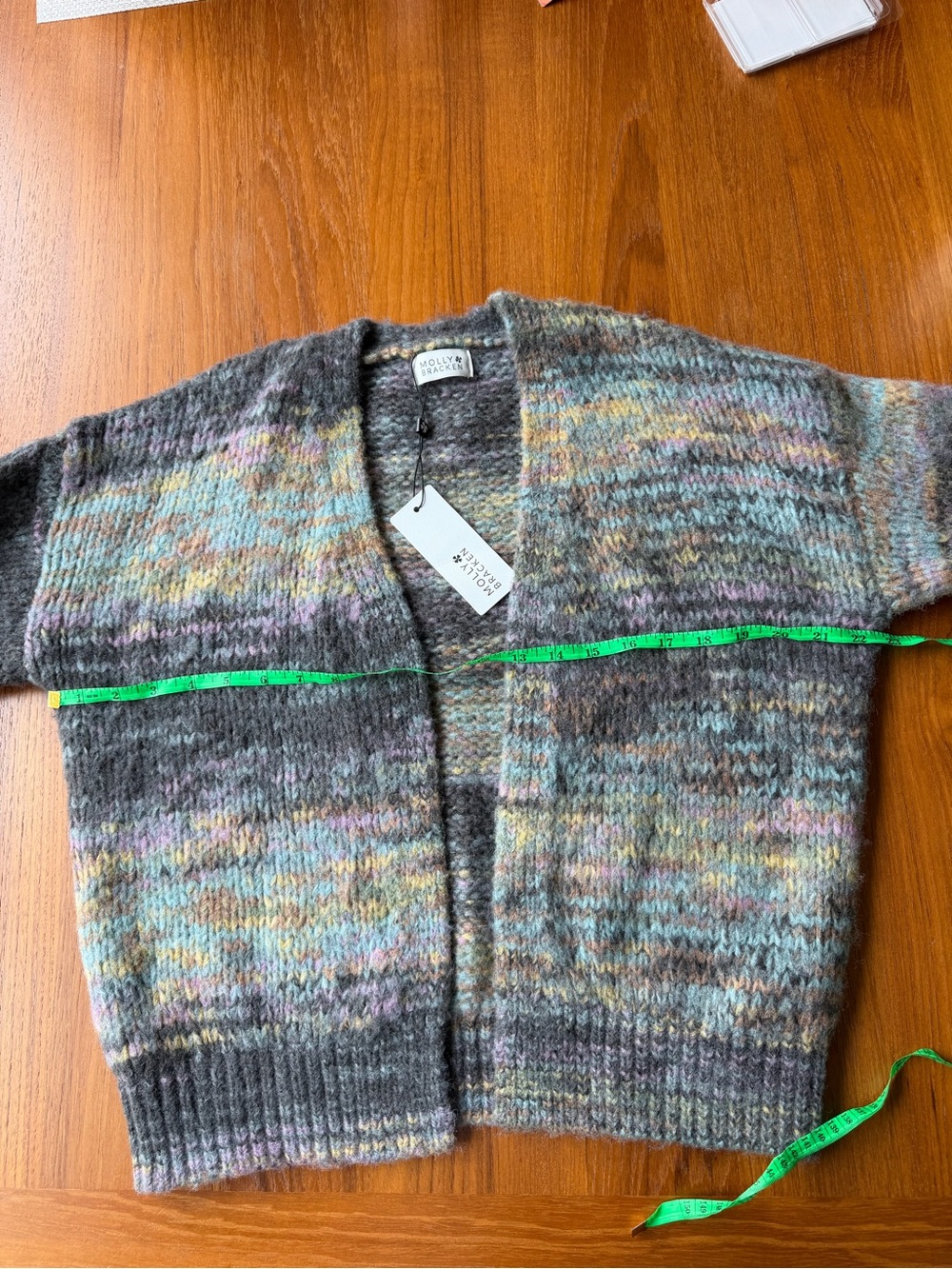Molly Bracken Multicolor Chunky Knit Cardigan Sweater best for medium NWT - Picture 2 of 6